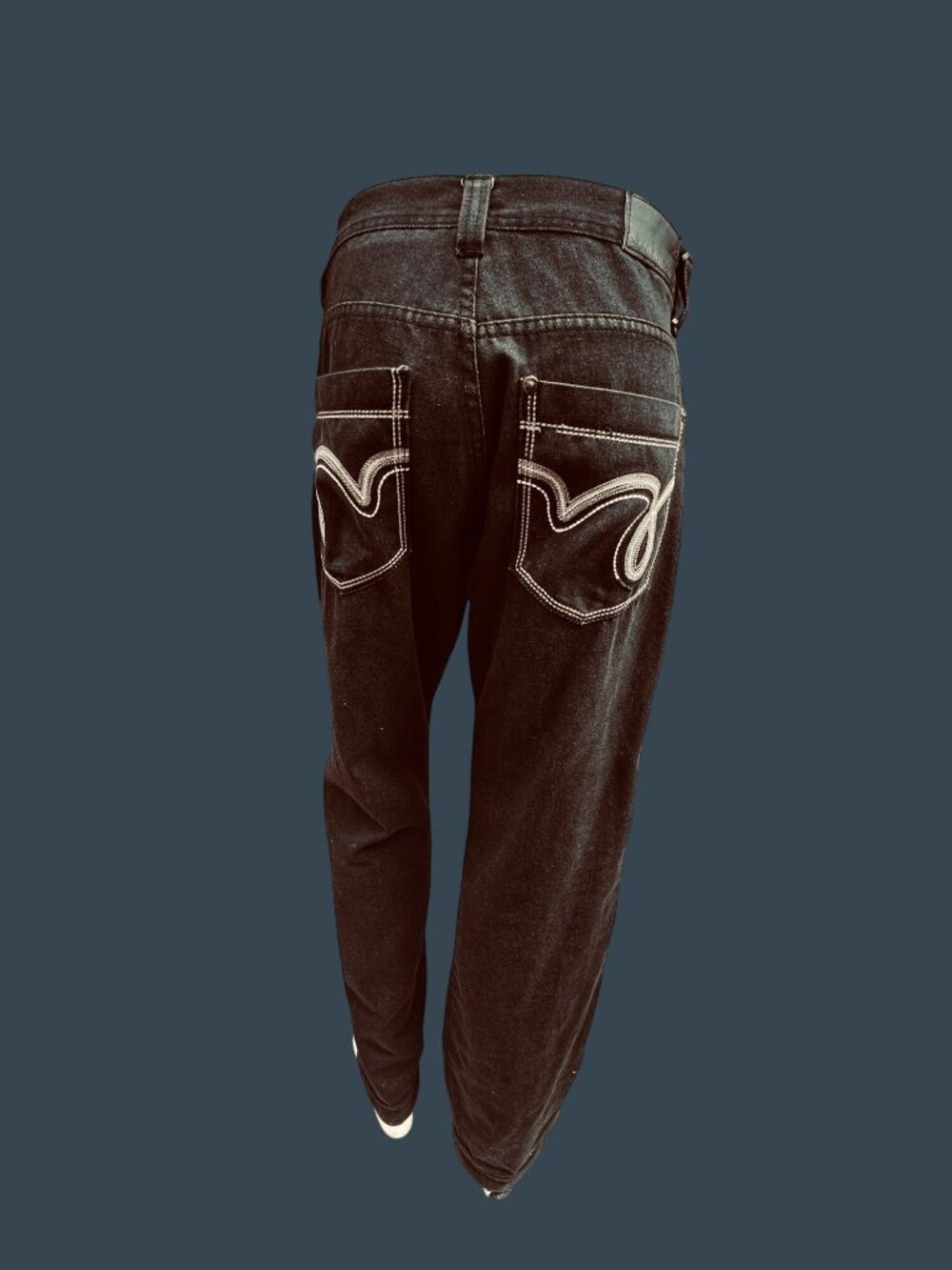 Vintage Rich Kids Jeans Y2K Black Embroidered Pockets Baggy 34x34